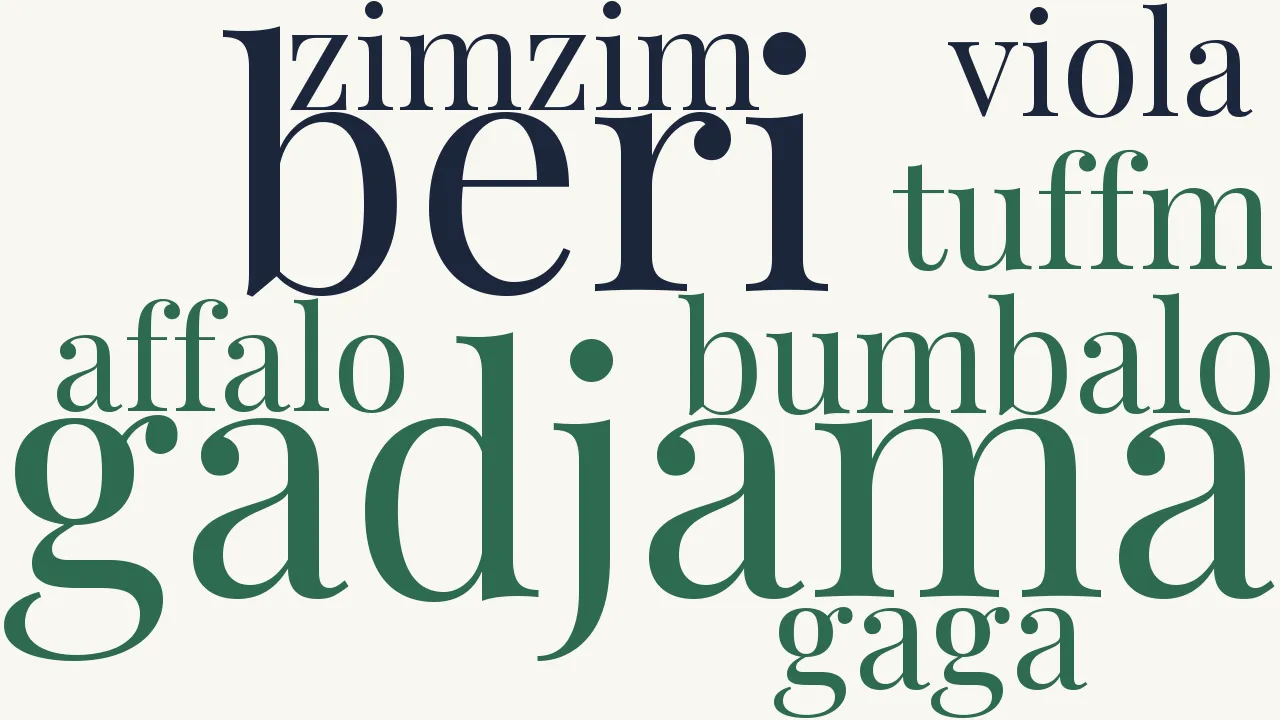 Wortwolke zu Gadji beri bimba
