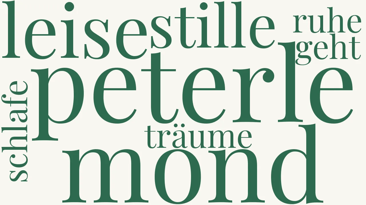 Wortwolke zu Leise, Peterle, leise