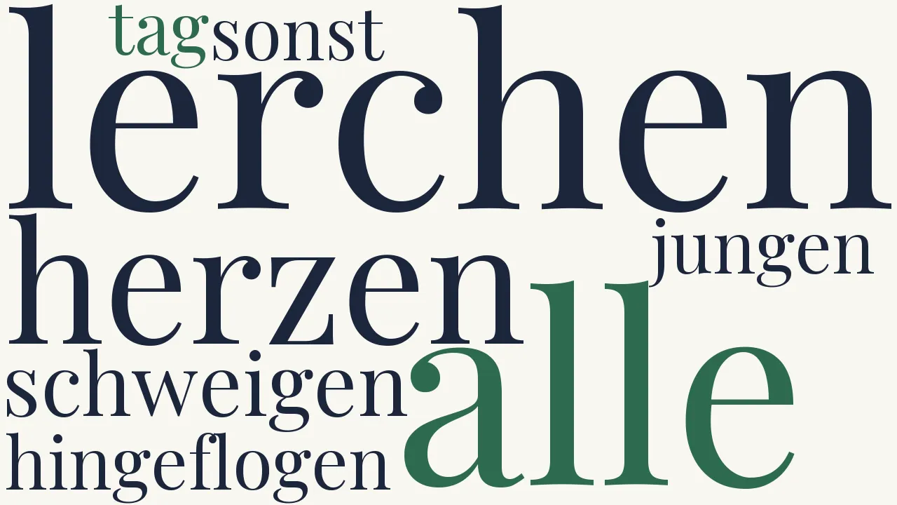 Wortwolke zu Wo sind die Lerchen hingeflogen