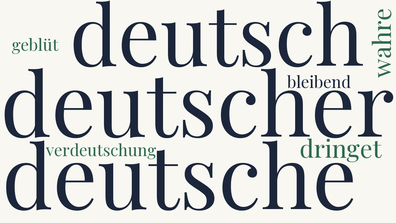 Wortwolke zu Für einen übertreibenden Deutschthümler