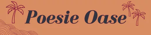 Logo der Website, Schriftzug "Poesie Oase" mit Palmen umrandet.