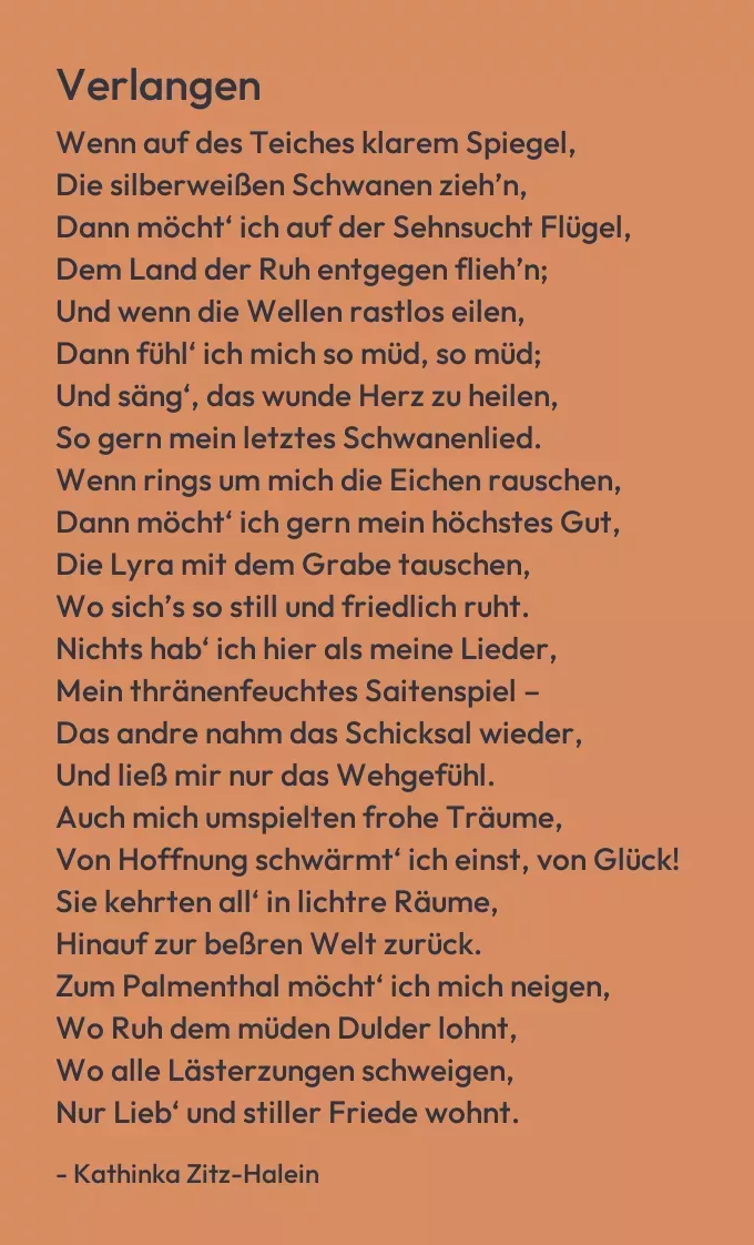 Abbildung des Gedichts "Verlangen"