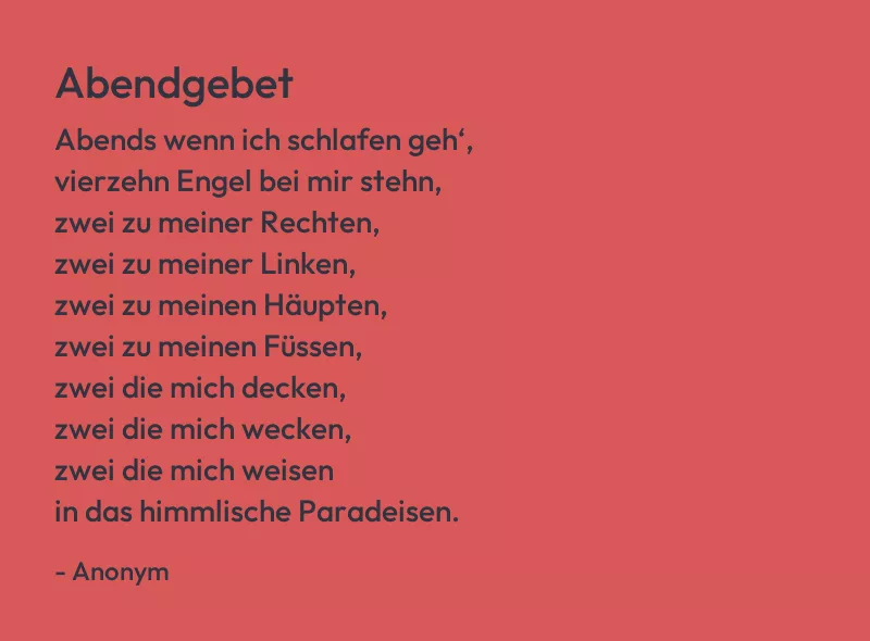 Abbildung des Gedichts "Abendgebet"