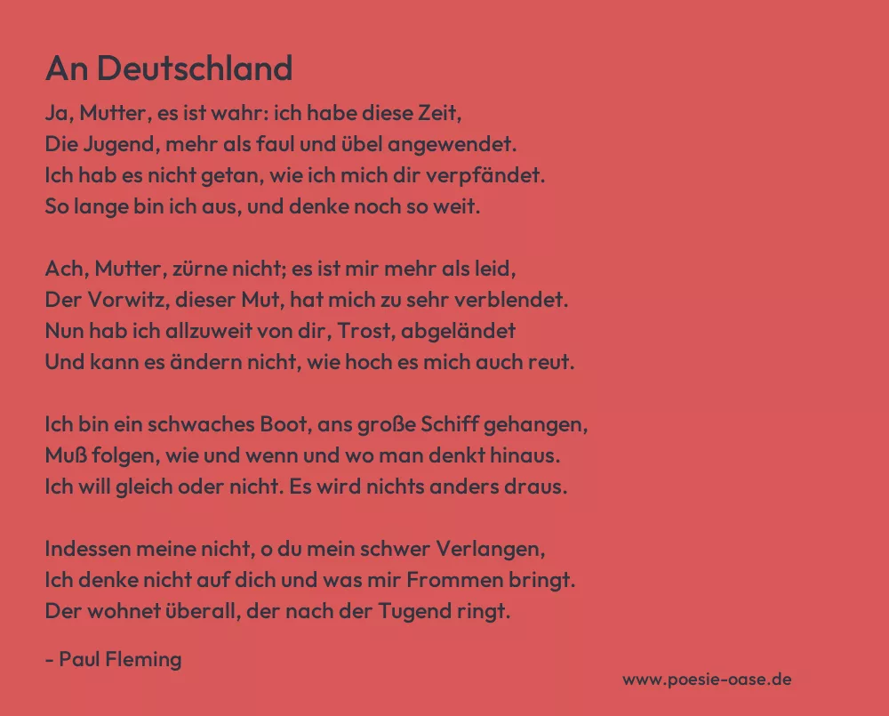 Gedicht: An Deutschland von Paul Fleming