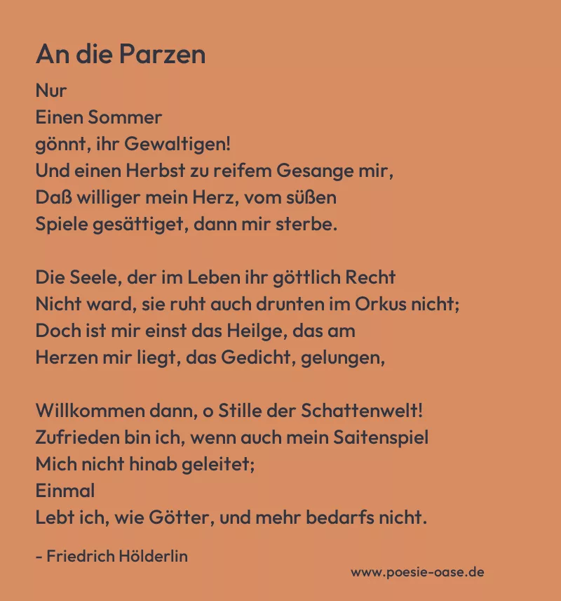 Gedicht: An die Parzen von Friedrich Hölderlin
