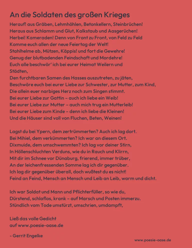 An die Soldaten des großen Krieges