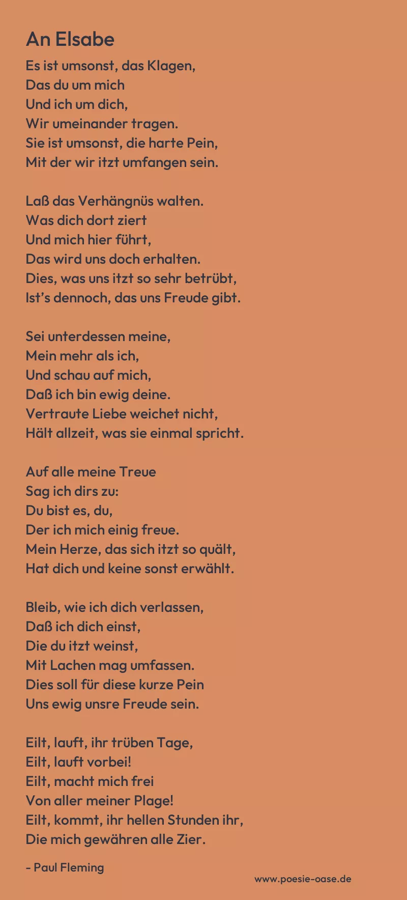 Gedicht: An Elsabe von Paul Fleming