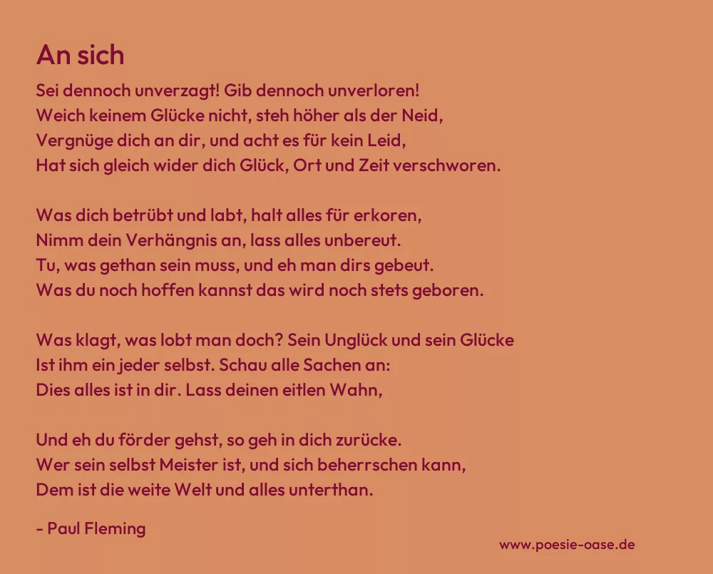 Gedicht: An sich von Paul Fleming
