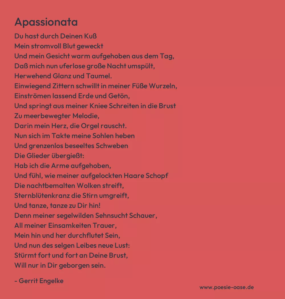 Gedicht: Apassionata von Gerrit Engelke