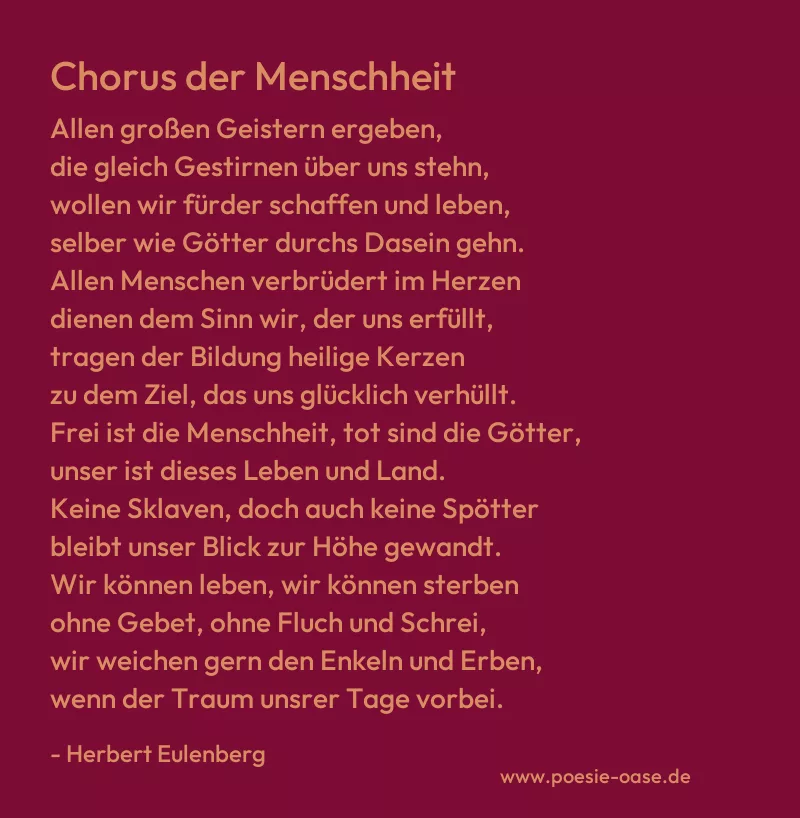 Gedicht: Chorus der Menschheit von Herbert Eulenberg