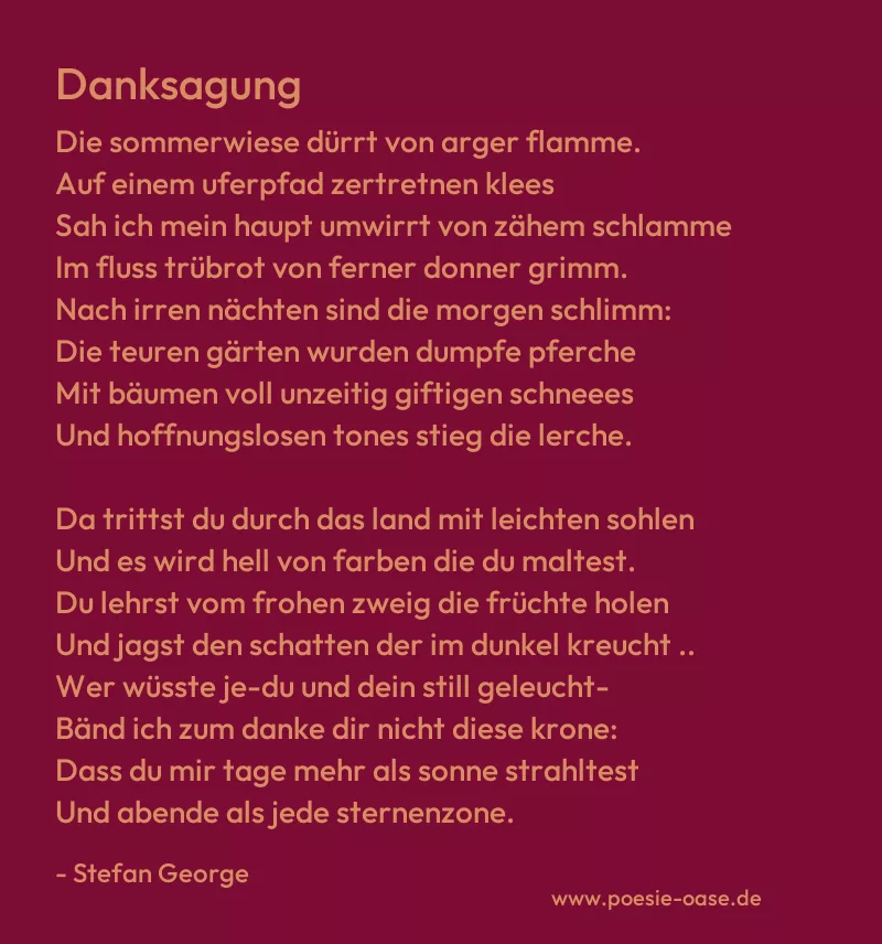 Gedicht: Danksagung von Stefan George