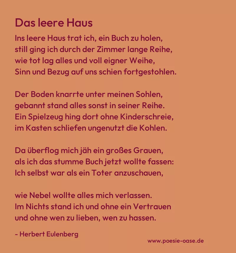 Gedicht: Das leere Haus von Herbert Eulenberg