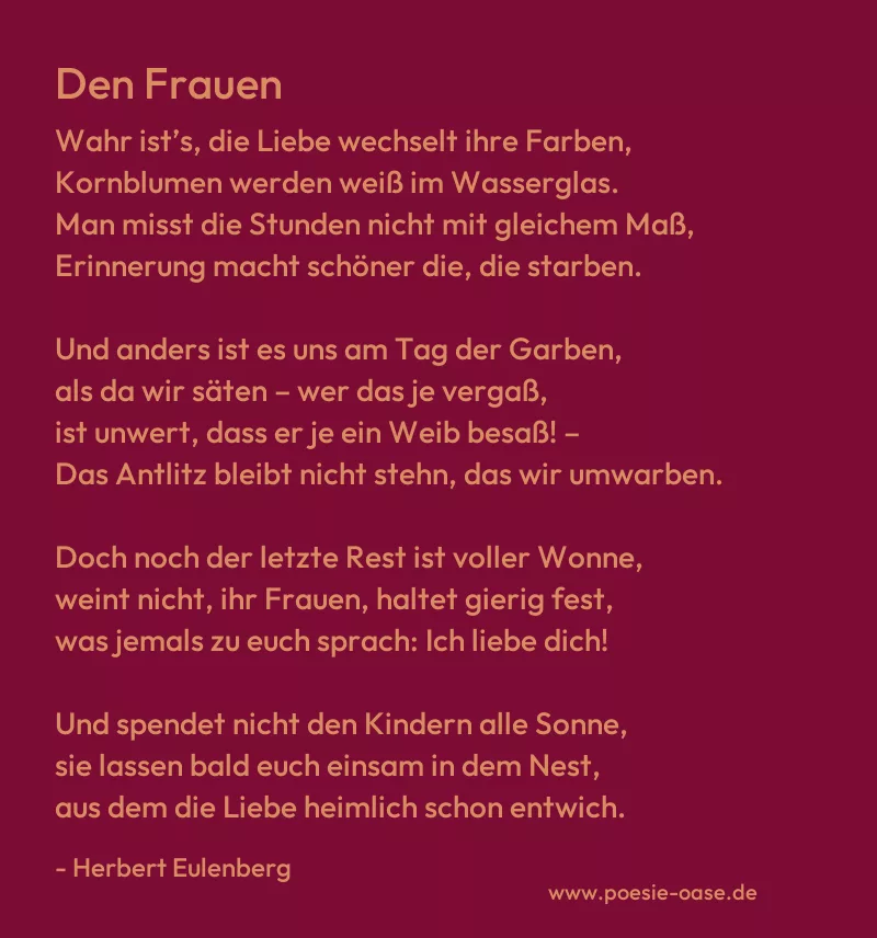 Gedicht: Den Frauen von Herbert Eulenberg
