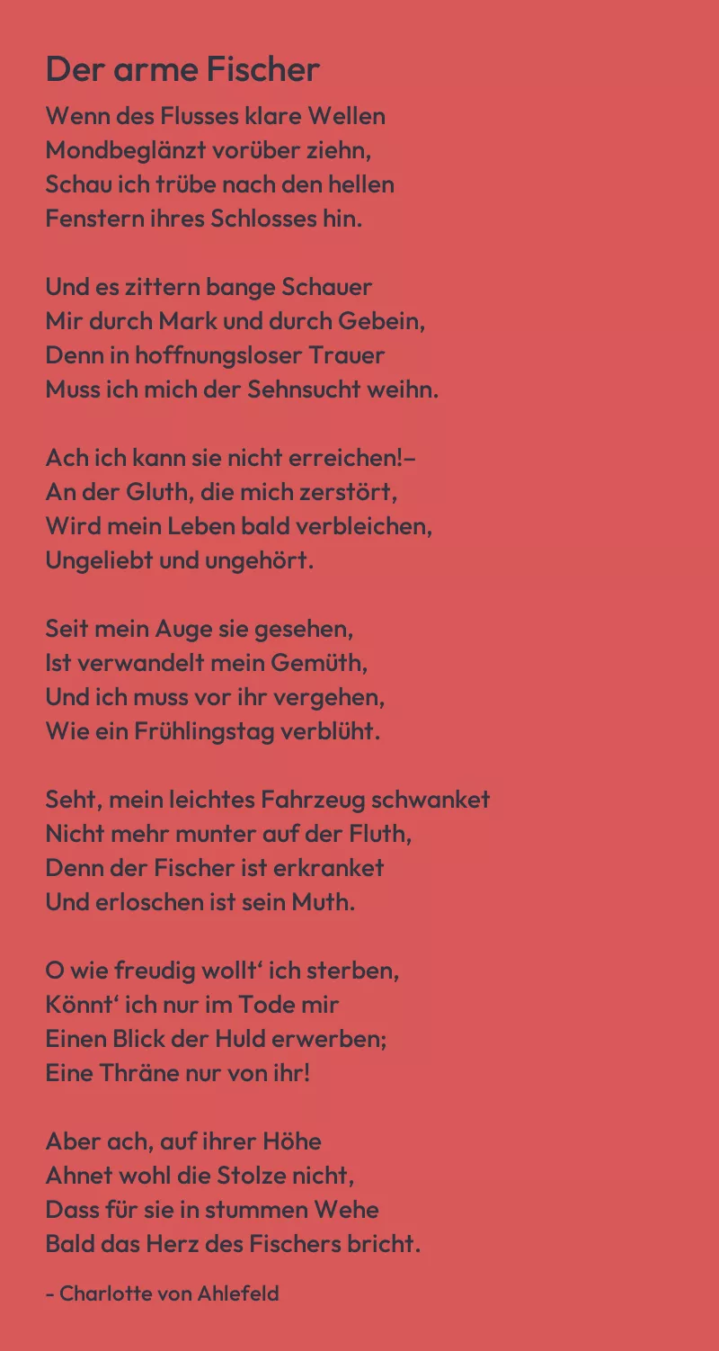 Abbildung des Gedichts "Der arme Fischer"