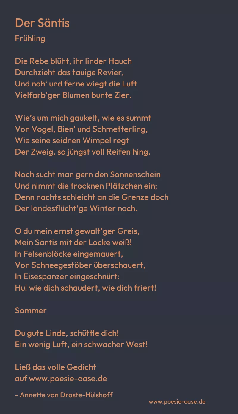 Gedicht: Der Säntis von Annette von Droste-Hülshoff