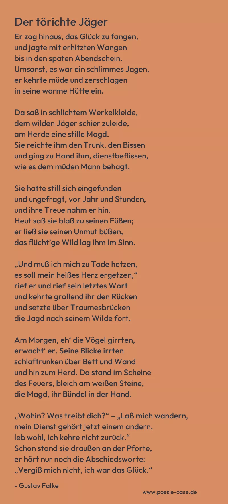 Gedicht: Der törichte Jäger von Gustav Falke