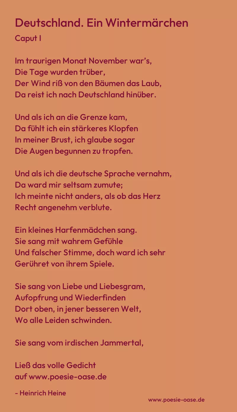 Gedicht: Deutschland. Ein Wintermärchen von Heinrich Heine