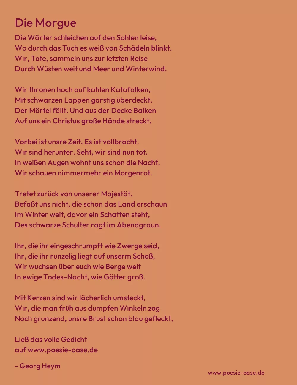 Gedicht: Die Morgue von Georg Heym