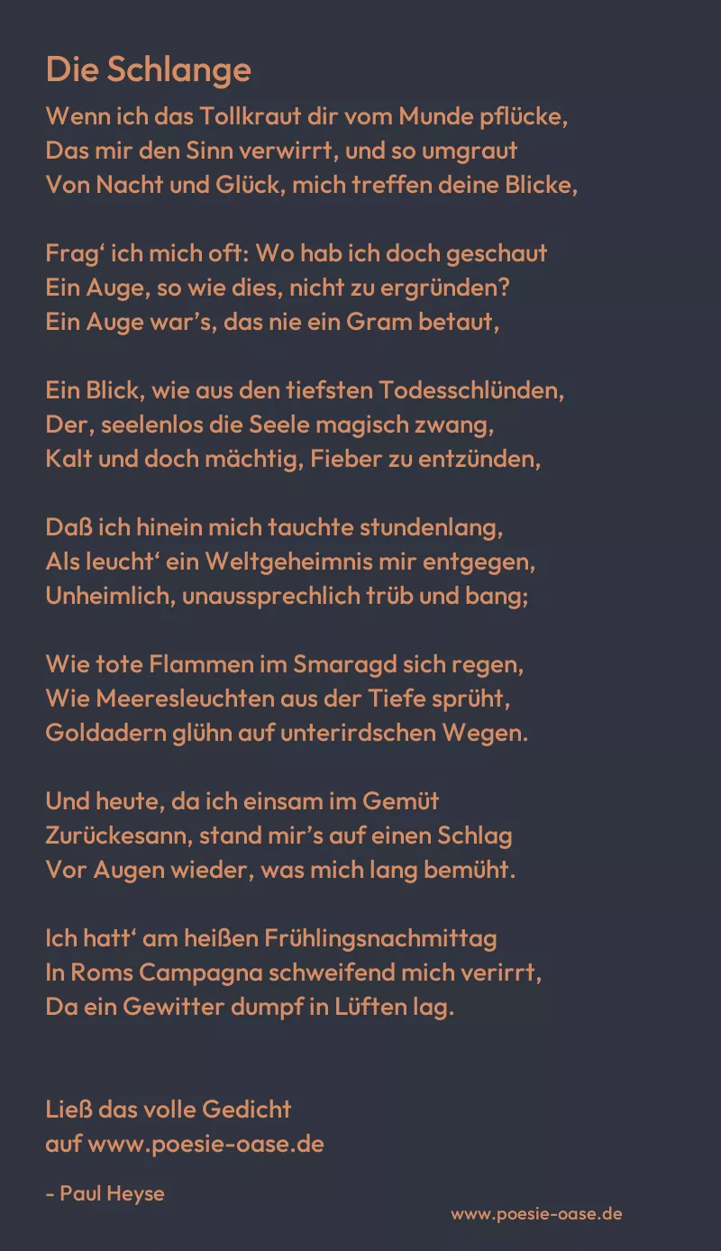 Gedicht: Die Schlange von Paul Heyse