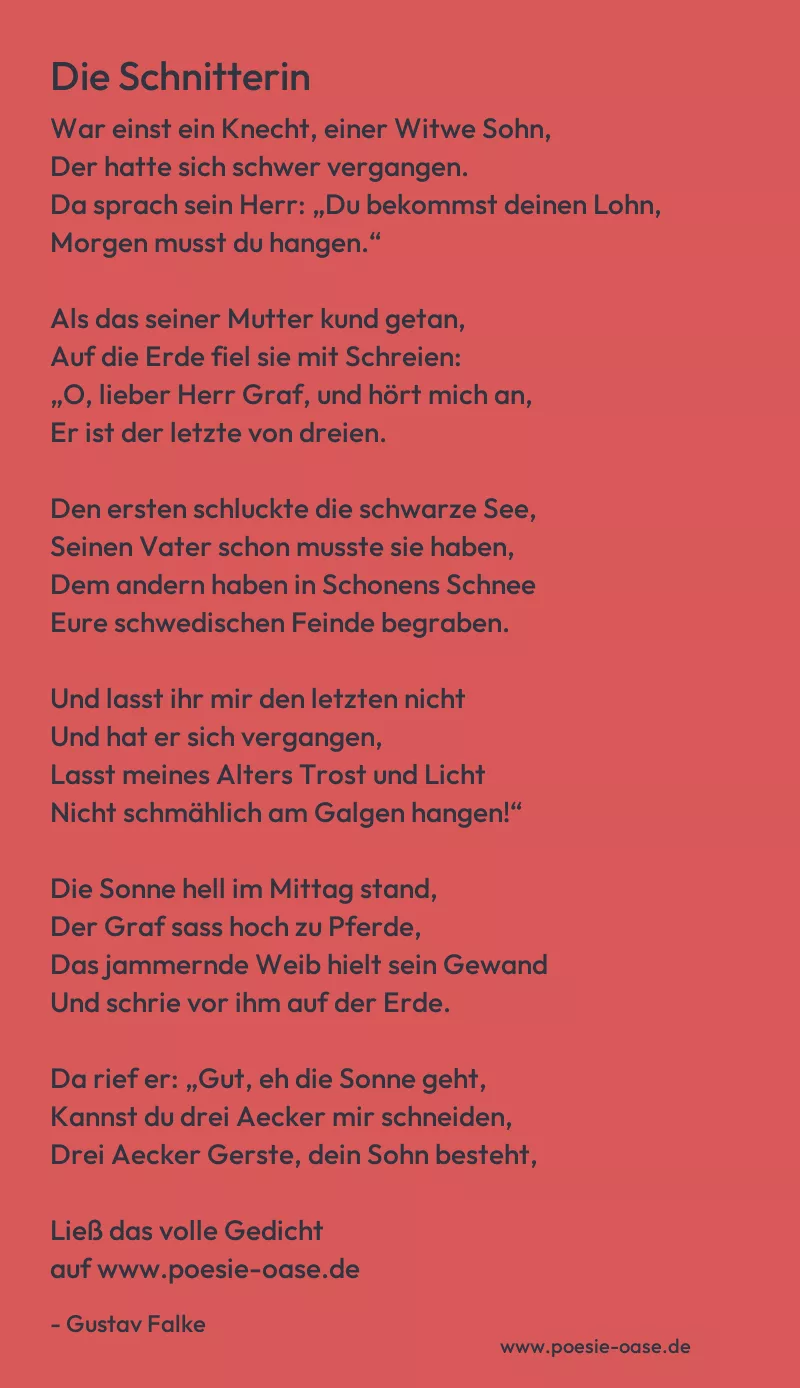 Gedicht: Die Schnitterin von Gustav Falke