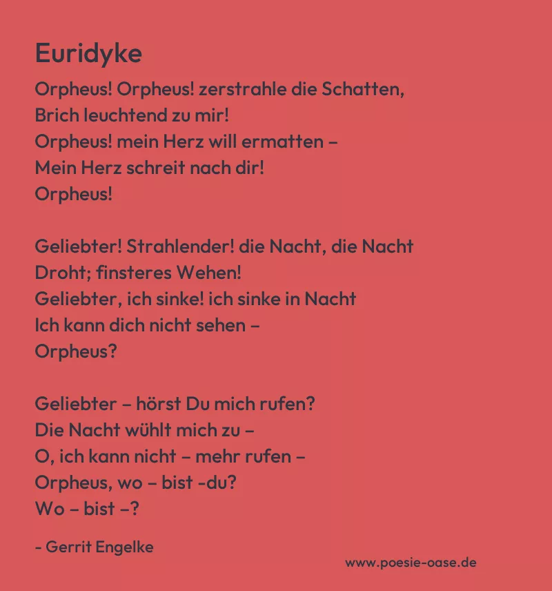 Gedicht: Euridyke von Gerrit Engelke