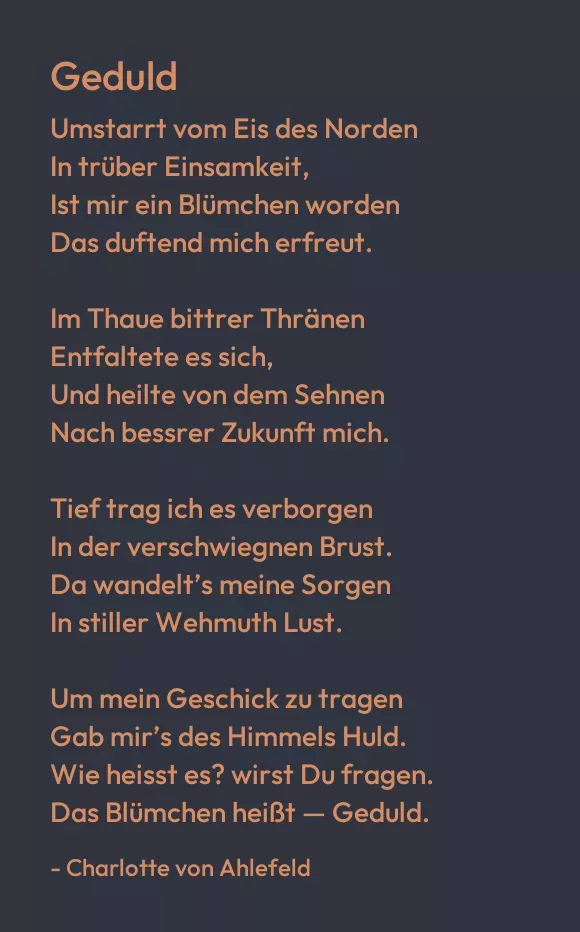 Abbildung des Gedichts "Geduld"