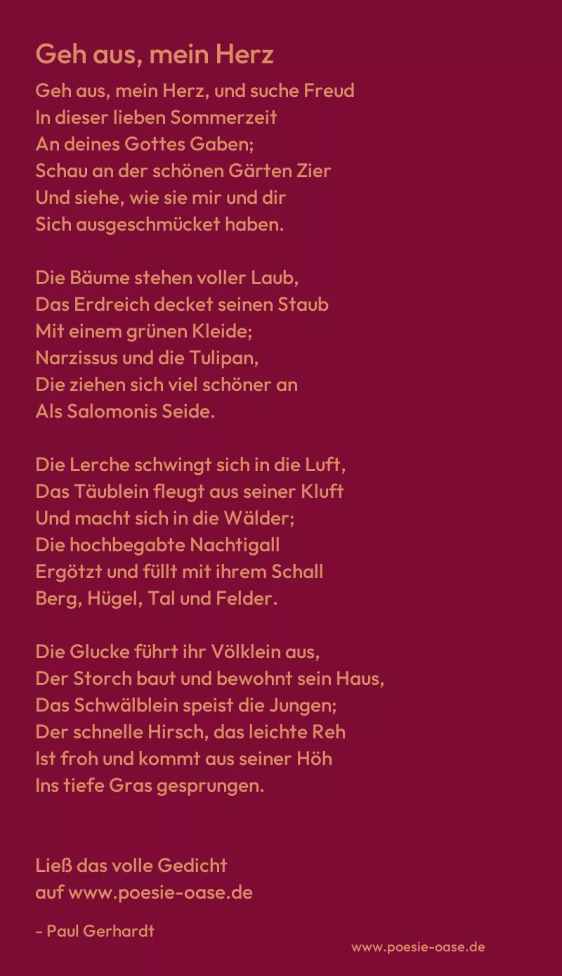 Gedicht: Geh aus, mein Herz von Paul Gerhardt