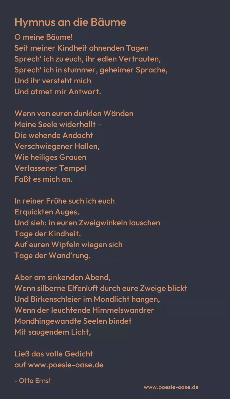 Gedicht: Hymnus an die Bäume von Otto Ernst