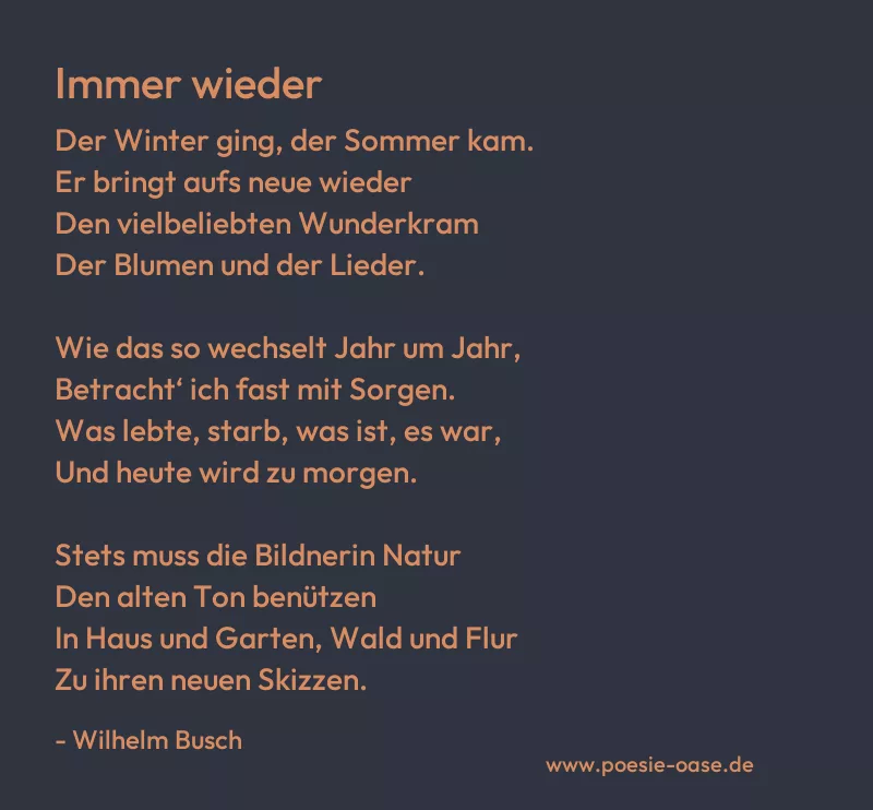 Gedicht: Immer wieder von Wilhelm Busch