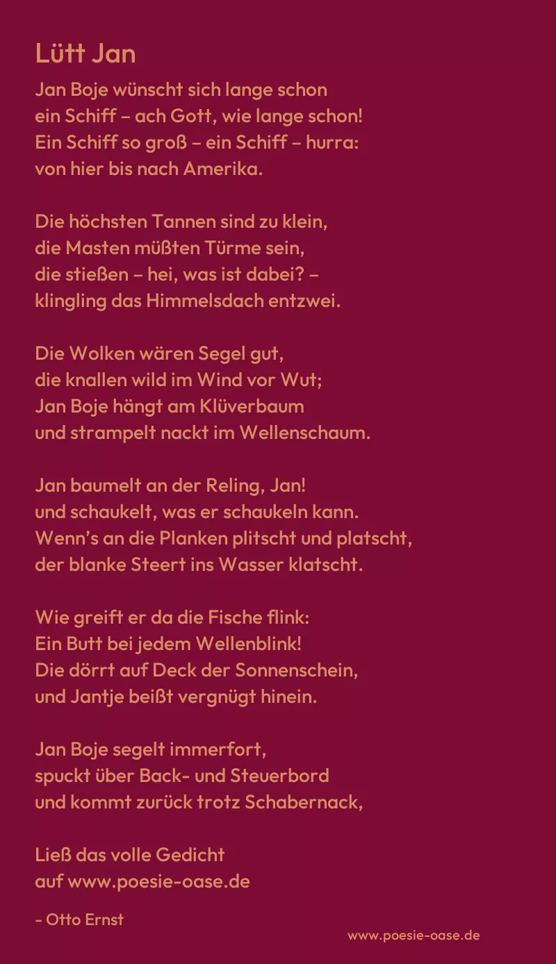 Gedicht: Lütt Jan von Otto Ernst