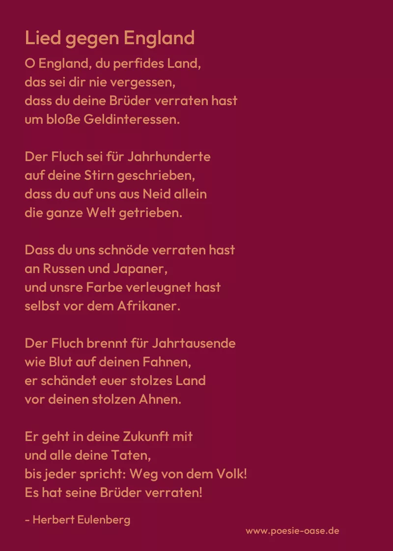 Gedicht: Lied gegen England von Herbert Eulenberg