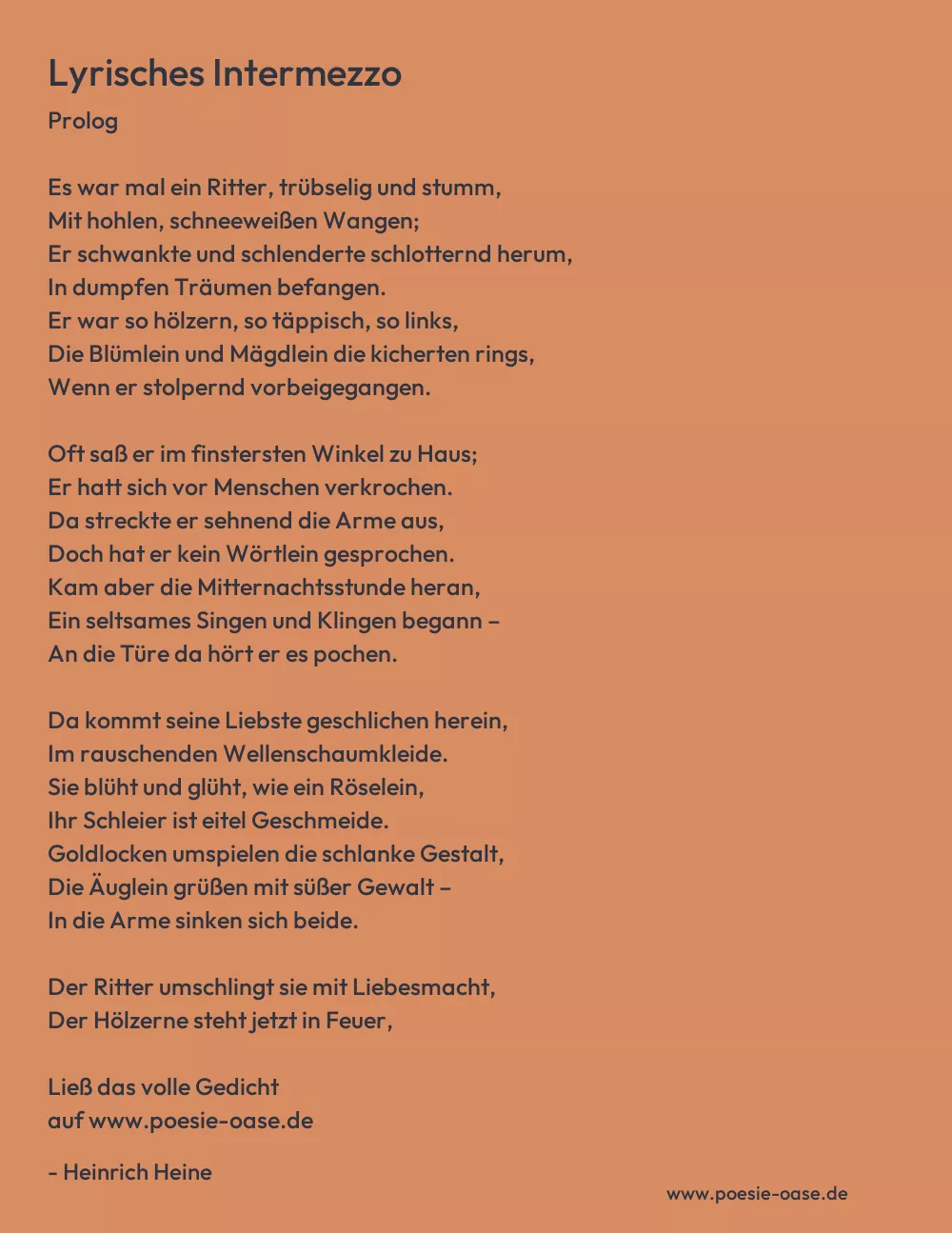 Gedicht: Lyrisches Intermezzo von Heinrich Heine