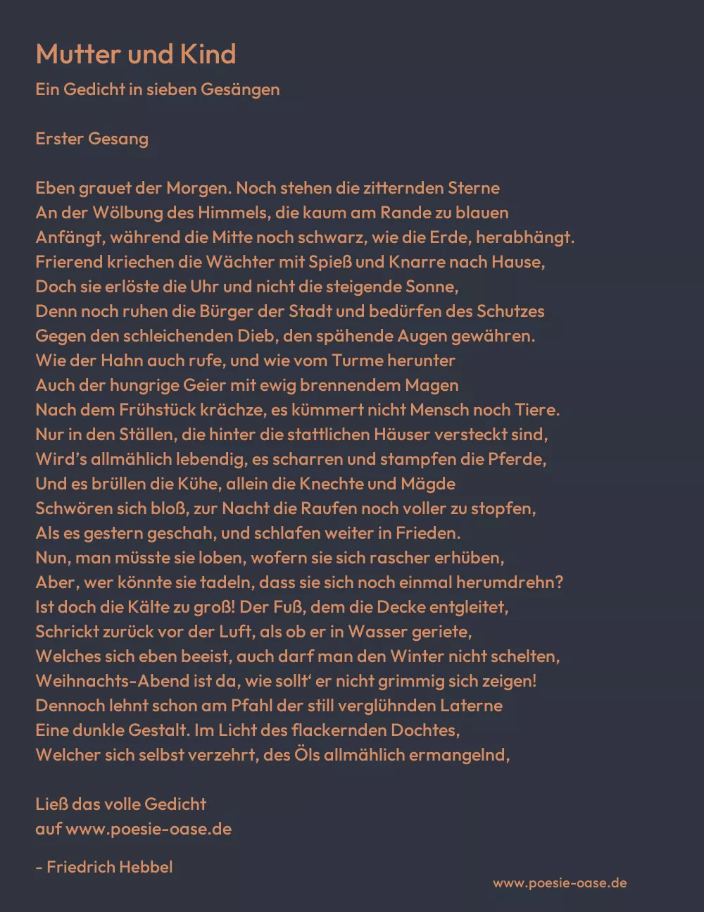 Gedicht: Mutter und Kind von Friedrich Hebbel