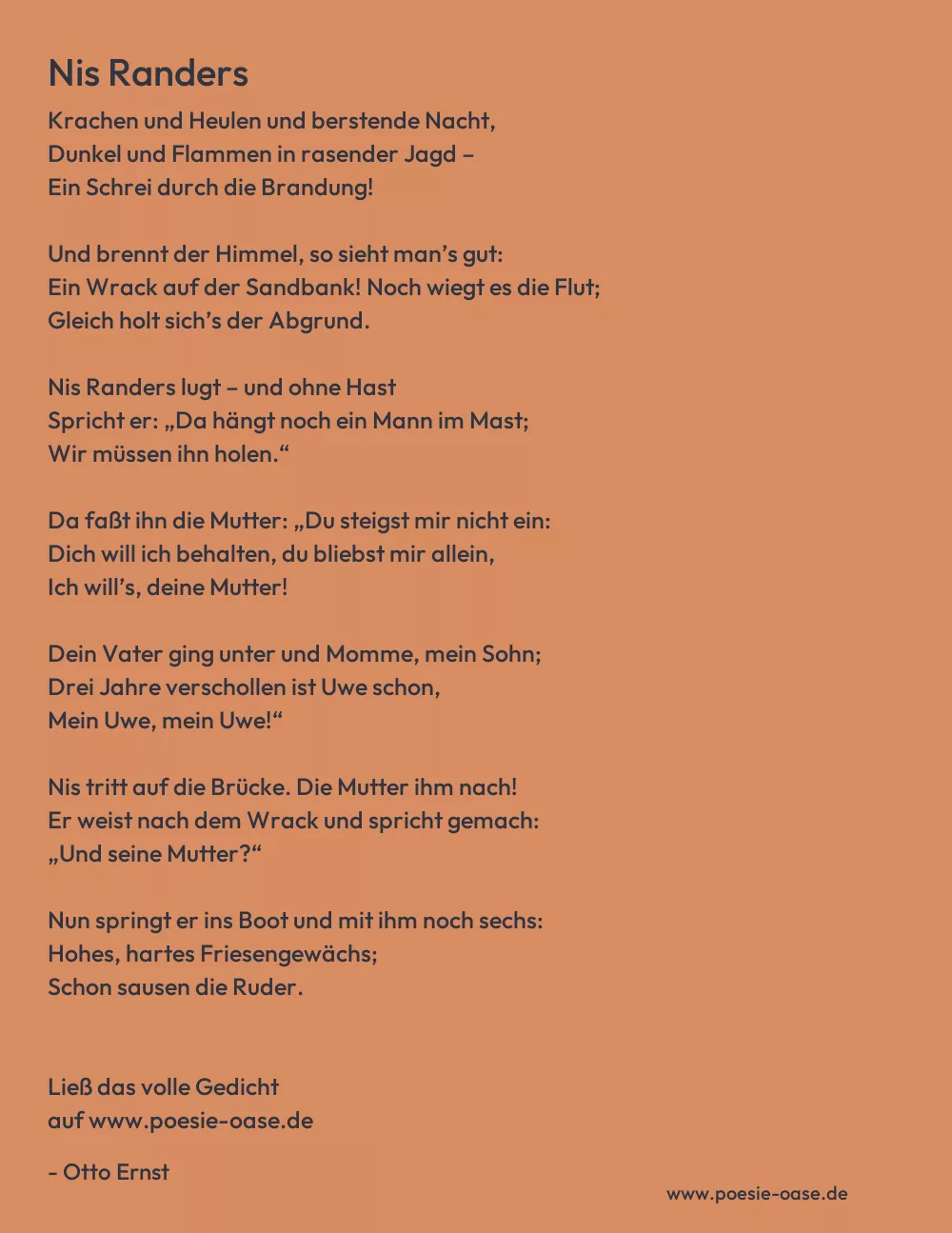 Gedicht: Nis Randers von Otto Ernst