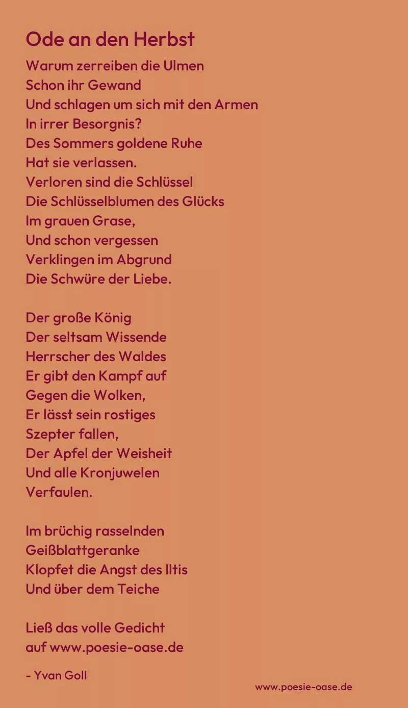 Gedicht: Ode an den Herbst von Yvan Goll