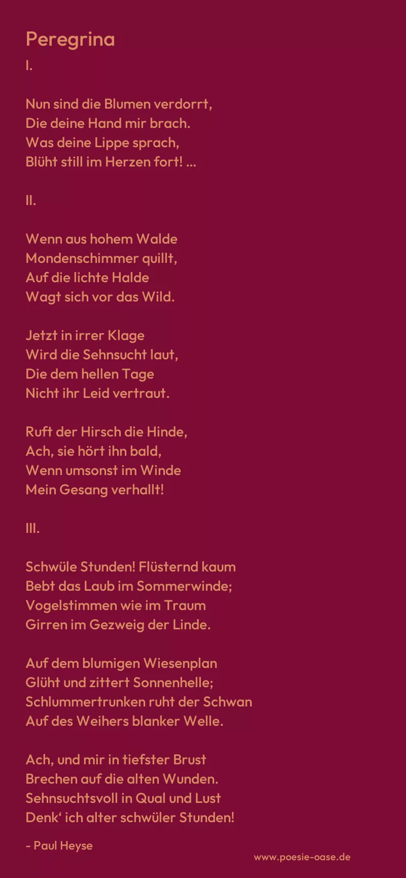 Gedicht: Peregrina von Paul Heyse