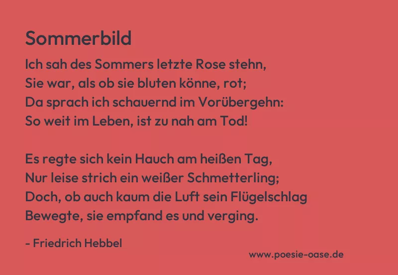 Gedicht: Sommerbild von Friedrich Hebbel