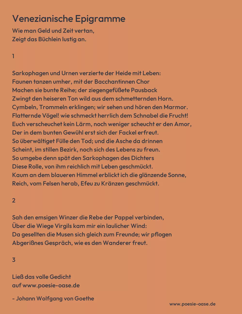 Gedicht: Venezianische Epigramme von Johann Wolfgang von Goethe