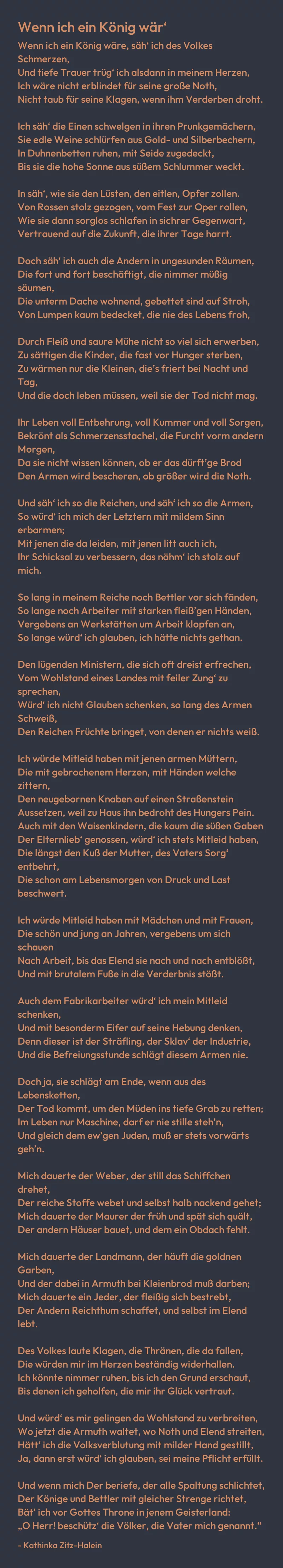 Abbildung des Gedichts "Wenn ich ein König wär'"