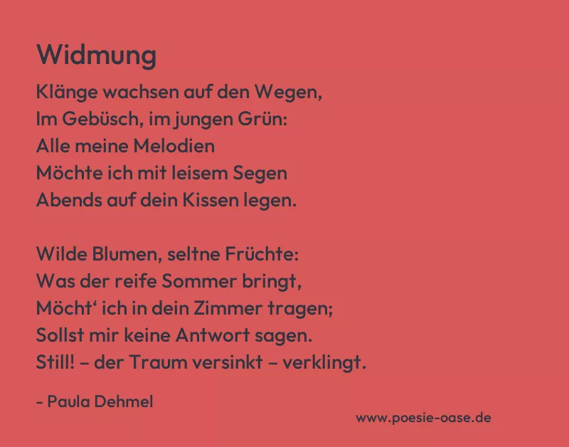 Gedicht: Widmung von Paula Dehmel