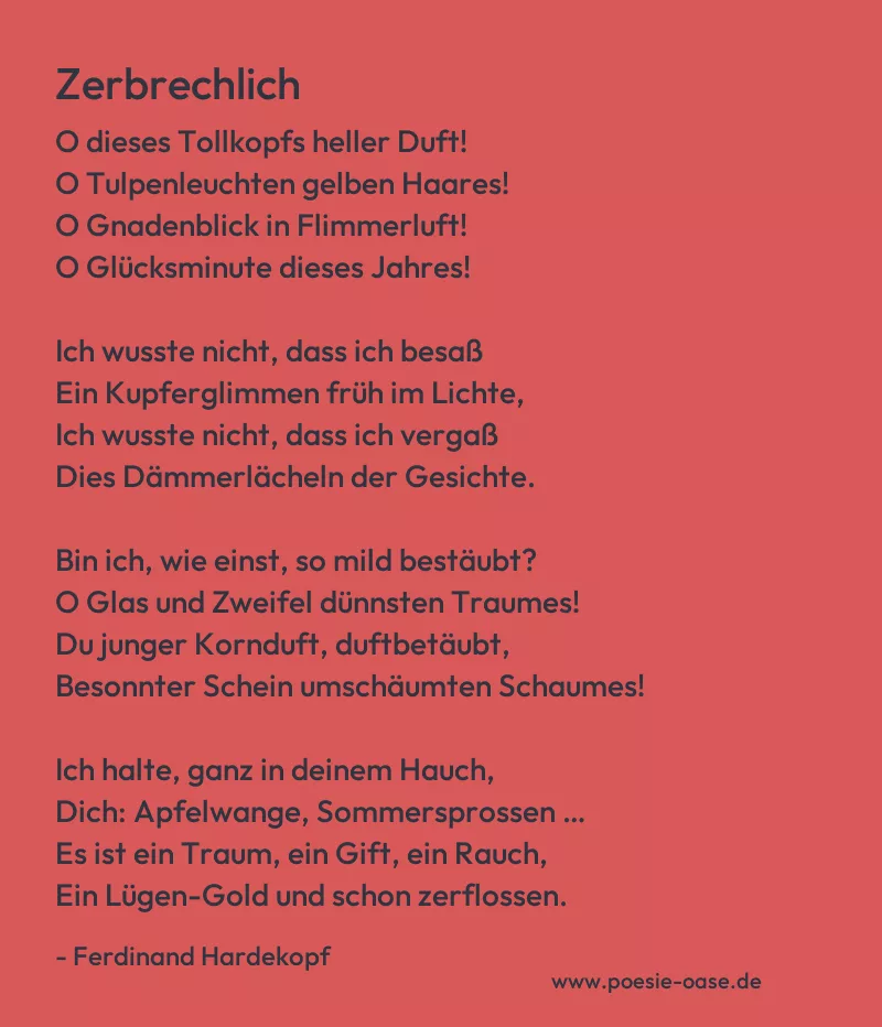 Gedicht: Zerbrechlich von Ferdinand Hardekopf