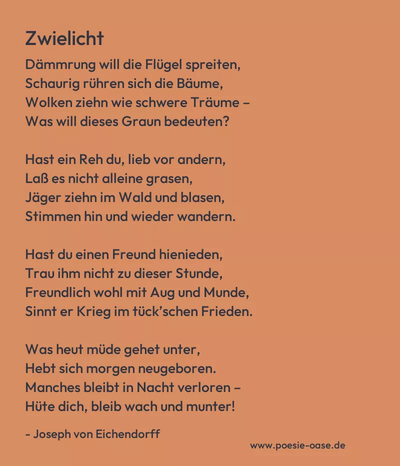 Gedicht: Zwielicht von Joseph von Eichendorff
