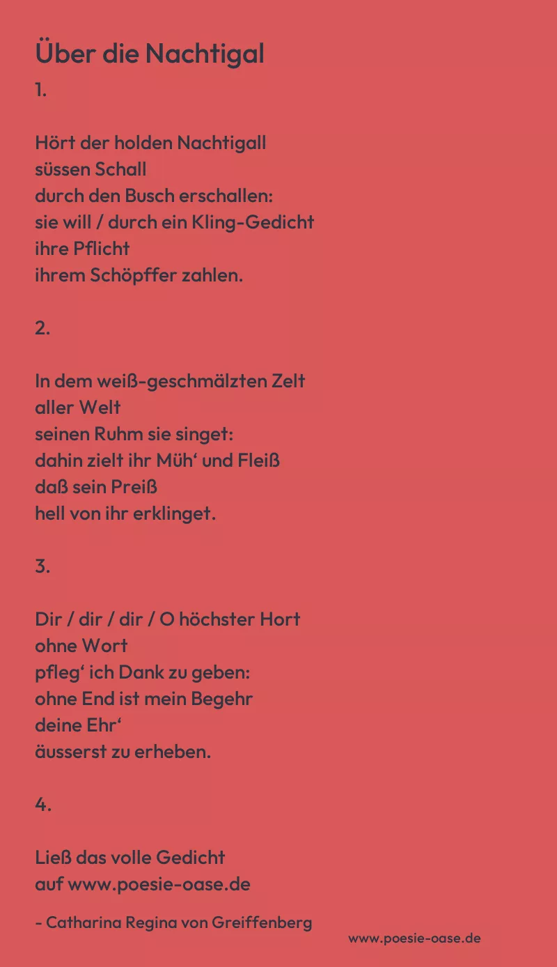 Gedicht: Über die Nachtigal von Catharina Regina von Greiffenberg