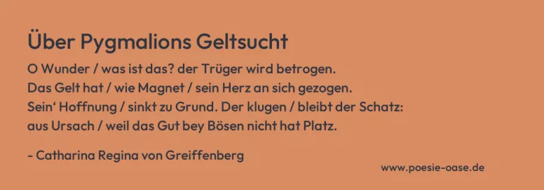 Über Pygmalions Geltsucht