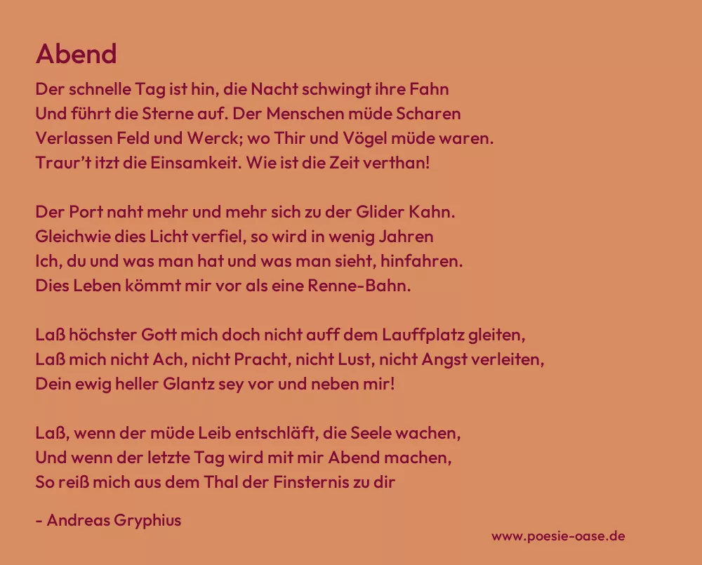 Gedicht: Abend von Andreas Gryphius