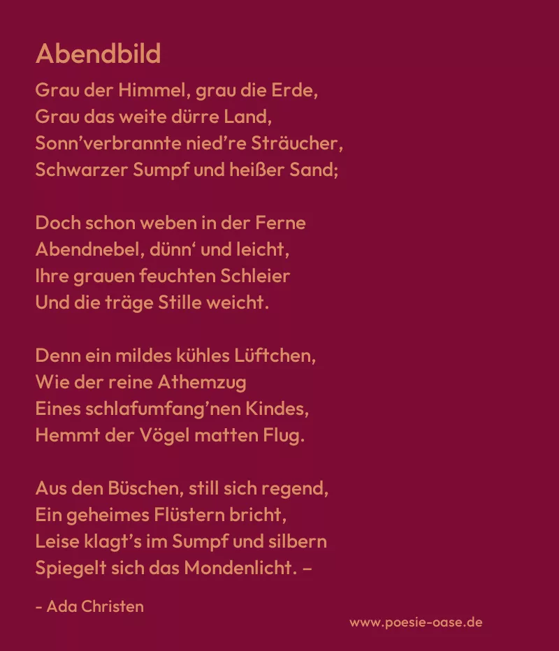 Gedicht: Abendbild von Ada Christen