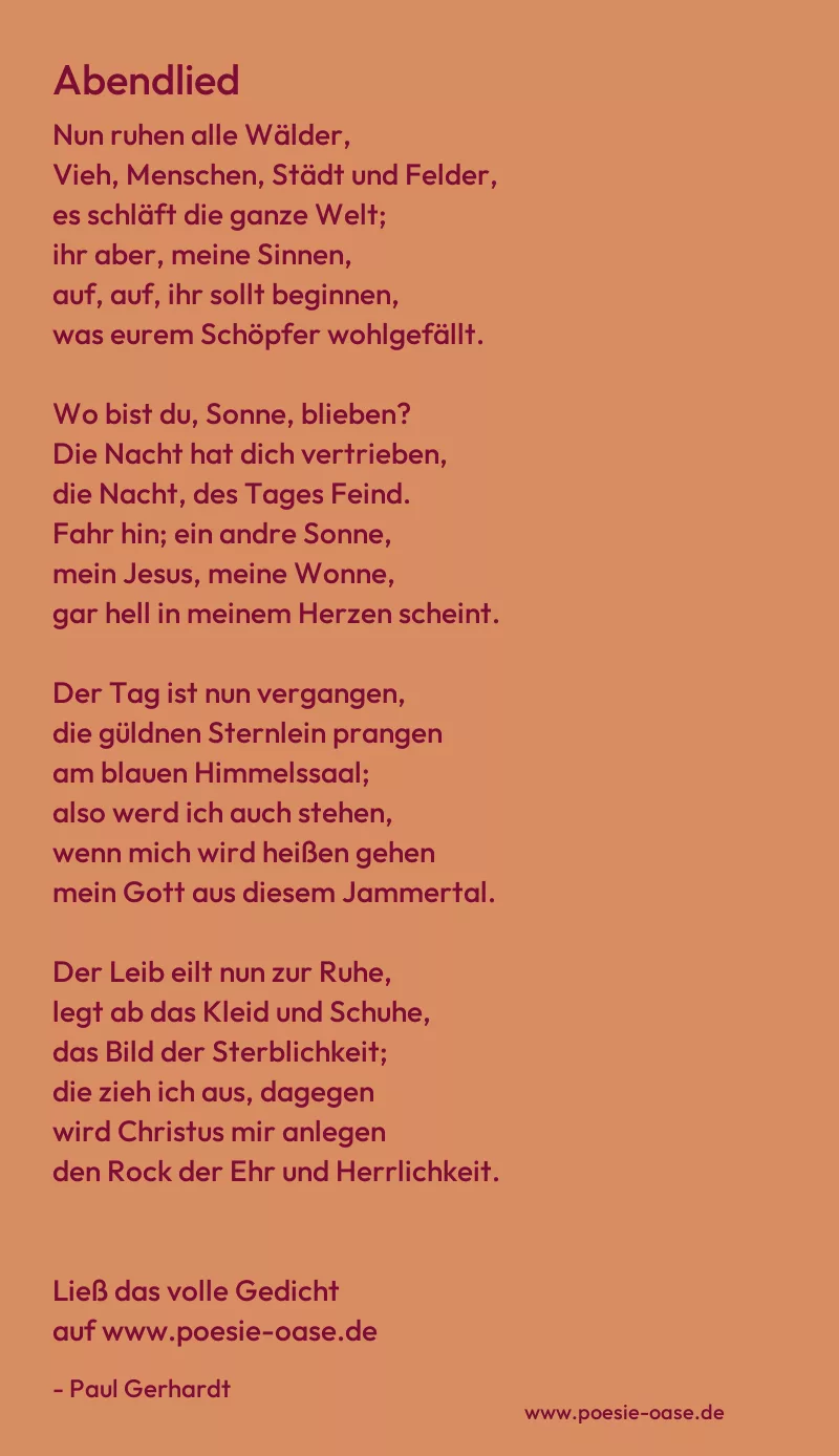 Gedicht: Abendlied von Paul Gerhardt