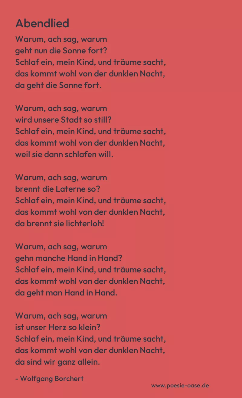 Gedicht: Abendlied von Wolfgang Borchert