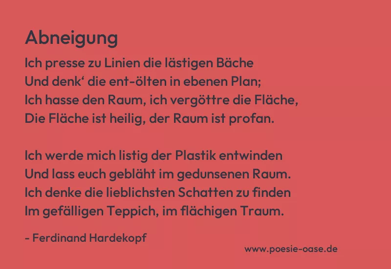 Gedicht: Abneigung von Ferdinand Hardekopf