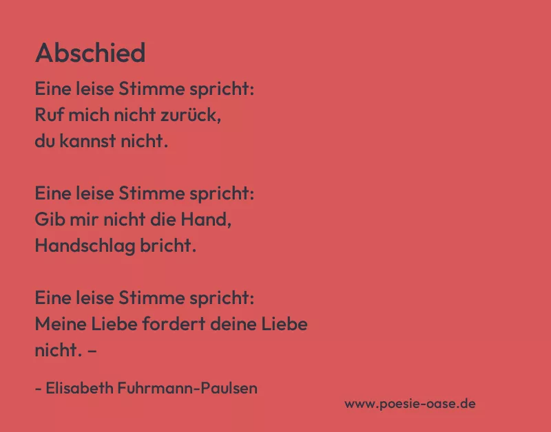 Gedicht: Abschied von Elisabeth Fuhrmann-Paulsen